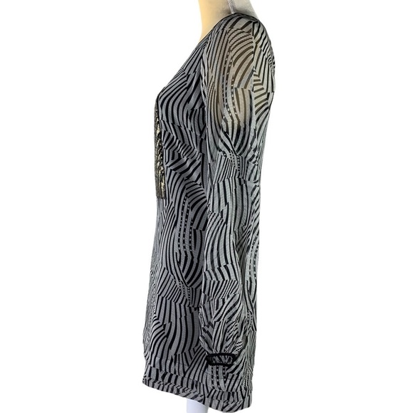 Ted Baker London Abstract Zebra Pattern with Bronze Glass Beads Design Dress - Picture 8 of 16